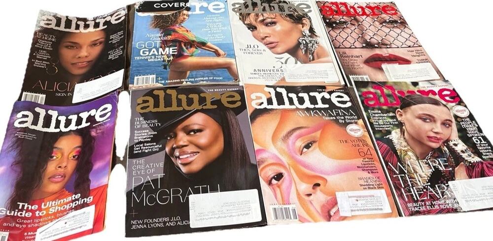 Lot of 12 Allure Magazines 2011 2012 2019 2020 Beauty Fashion Celebrities Makeup